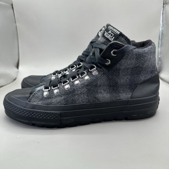 Woolrich x Converse Men’s 9 US Chuck Taylor All Star Street Hiker Black Plaid - Picture 2 of 11